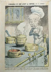 「L&39;Embarras du Chef Avant la Rentree」、ジョルジュクレマンソー（1841-1929）を批評した風刺画、1906